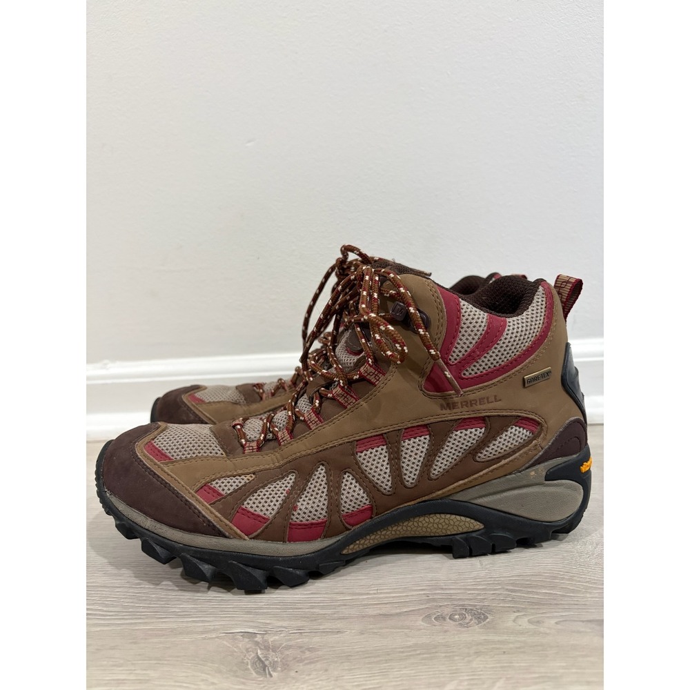 Merrell Siren Ventilator Mid Gore-Tex Hiking Boots Brown Red Womens 10 Outdoor - Picture 5 of 8